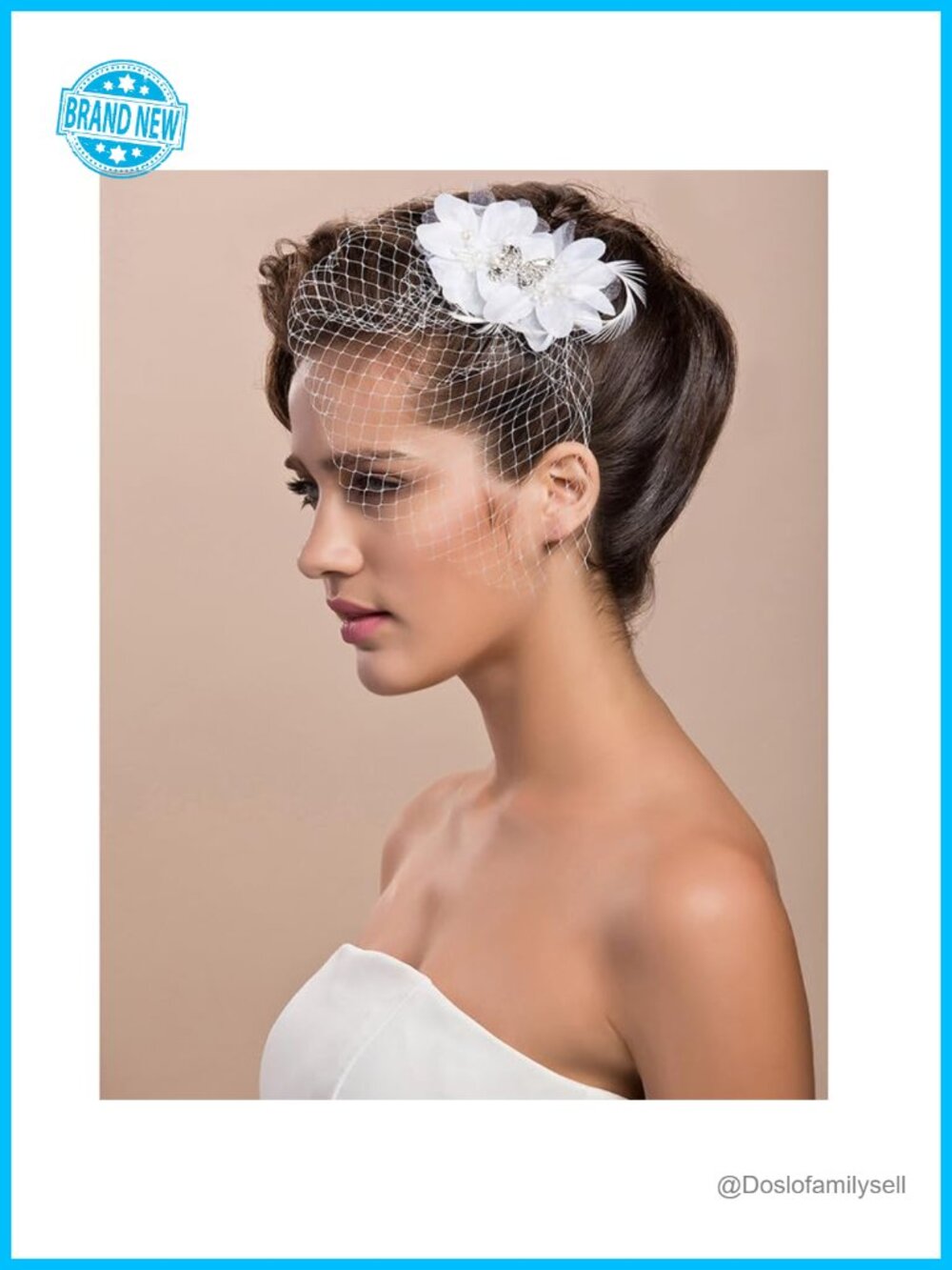 Handmade Birdcage Veil Bridal Headpiece with Floral Hair Clip